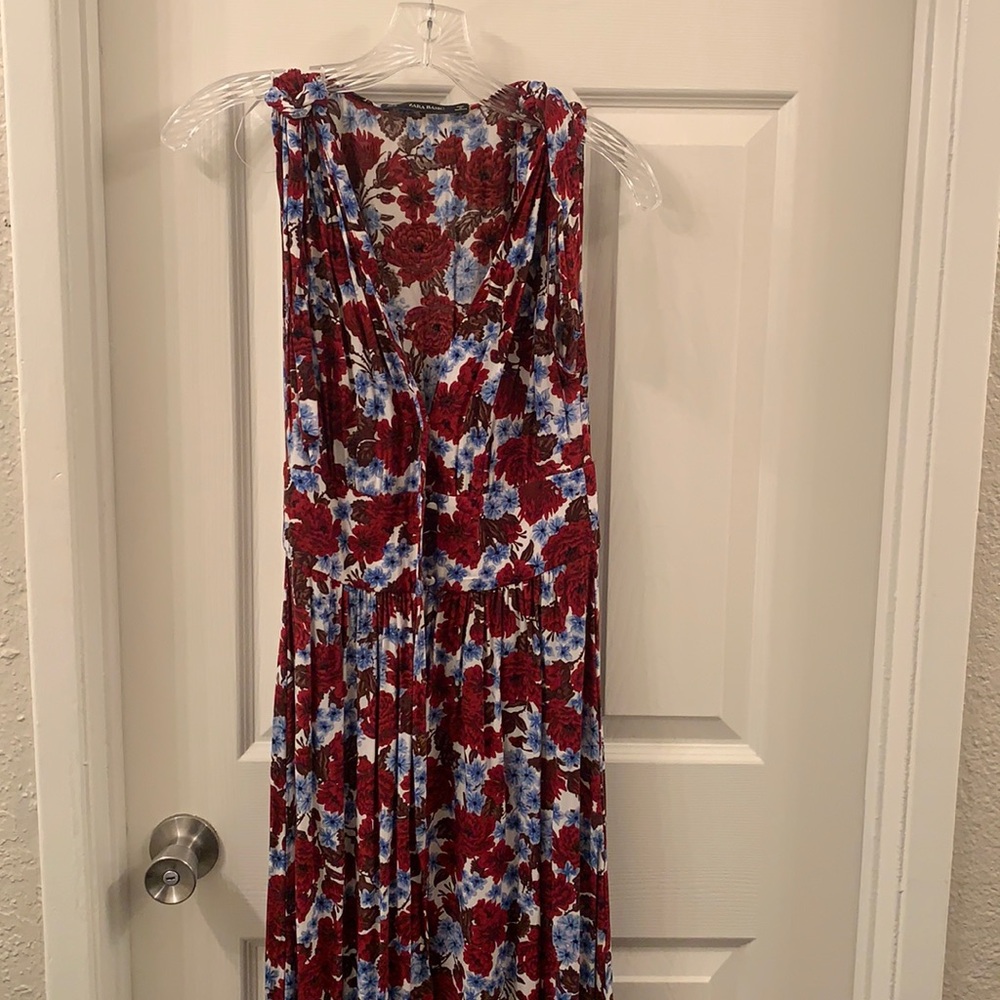 Zara Red and Blue Floral Maxi Dress